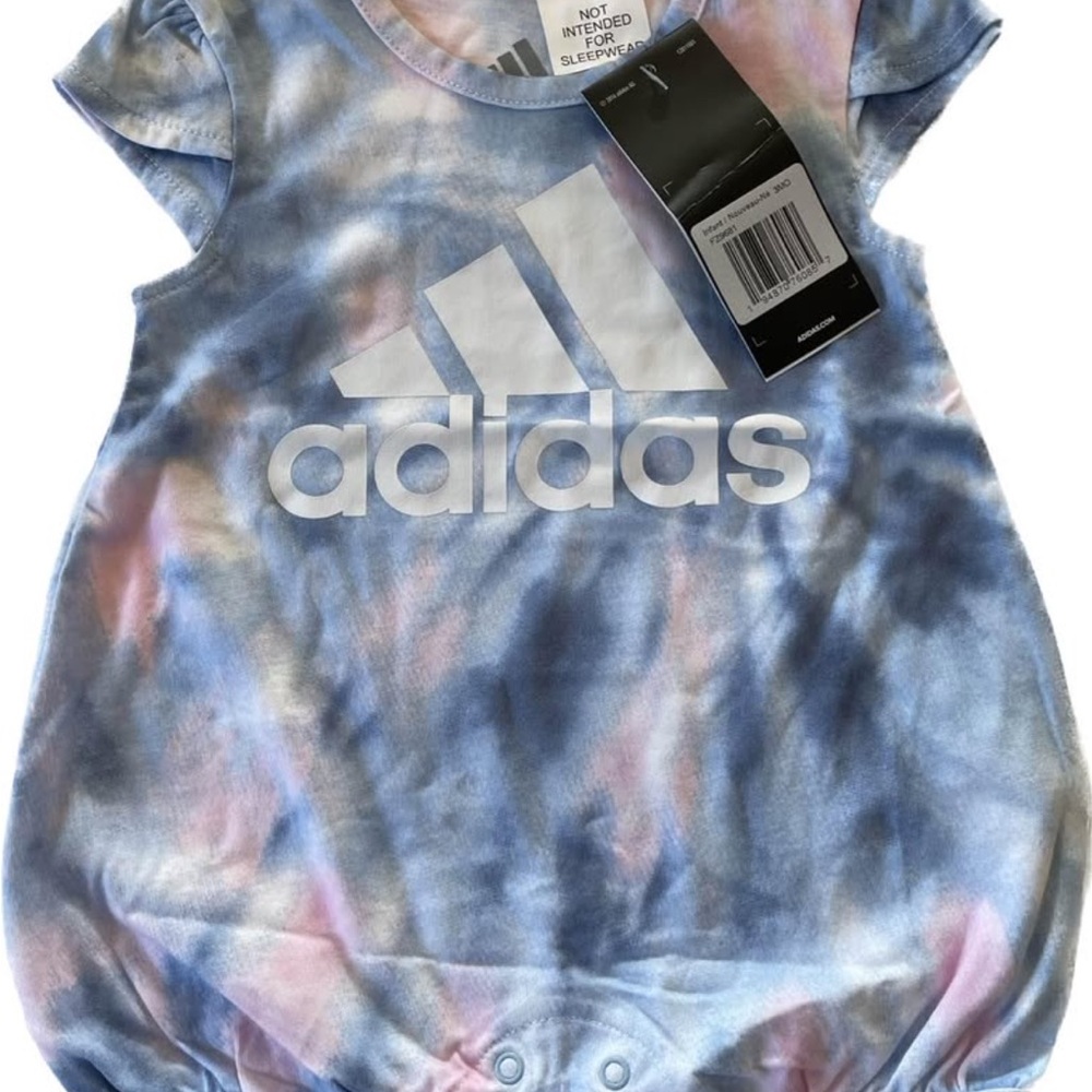 Adidas Blue and Pink Tie-Dye Baby Onesie
